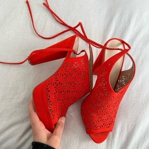 Aldo red wedge heeled shoes